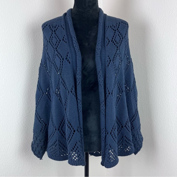 Anthropologie Angel of the North Sweater Womens Small Blue Cardigan Cotton Boho - Picture 12 of 13